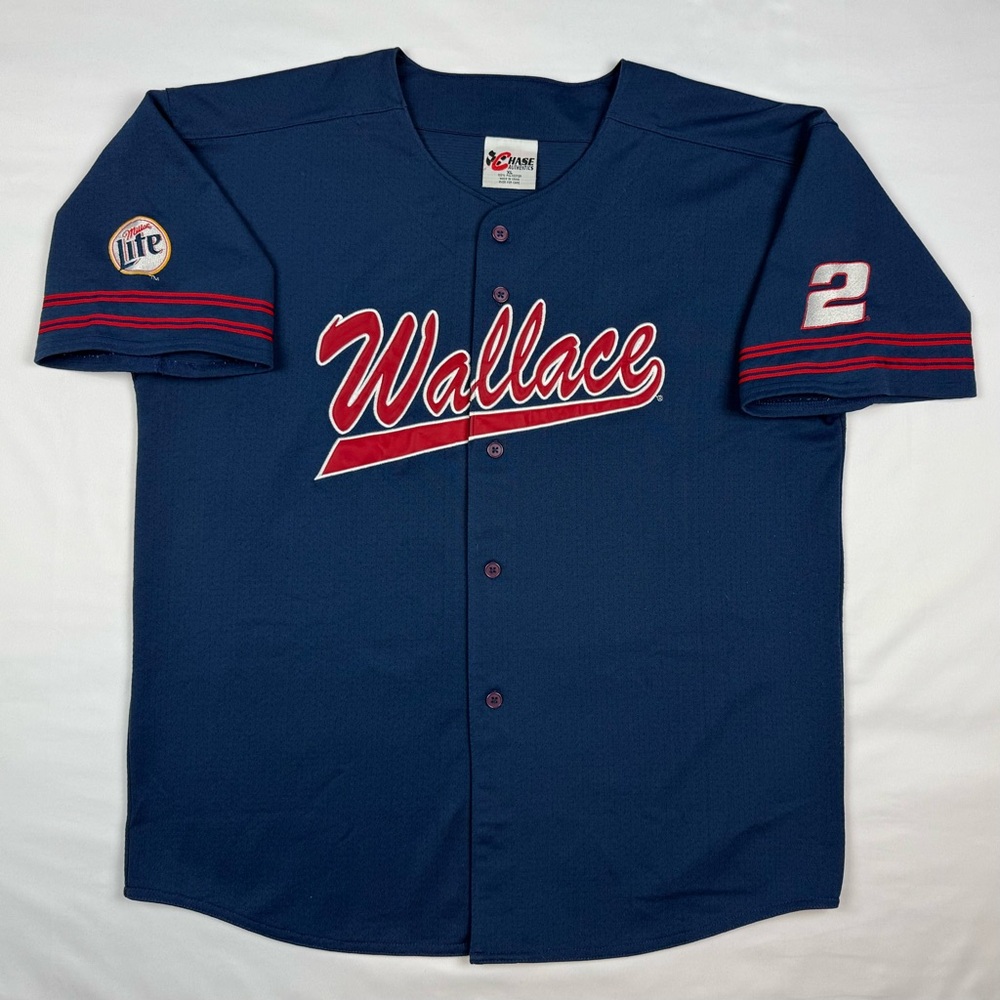 Vtg Nascar Rusty Wallace Mens Baseball Jersey XL 90s Y2K Embroidered B7